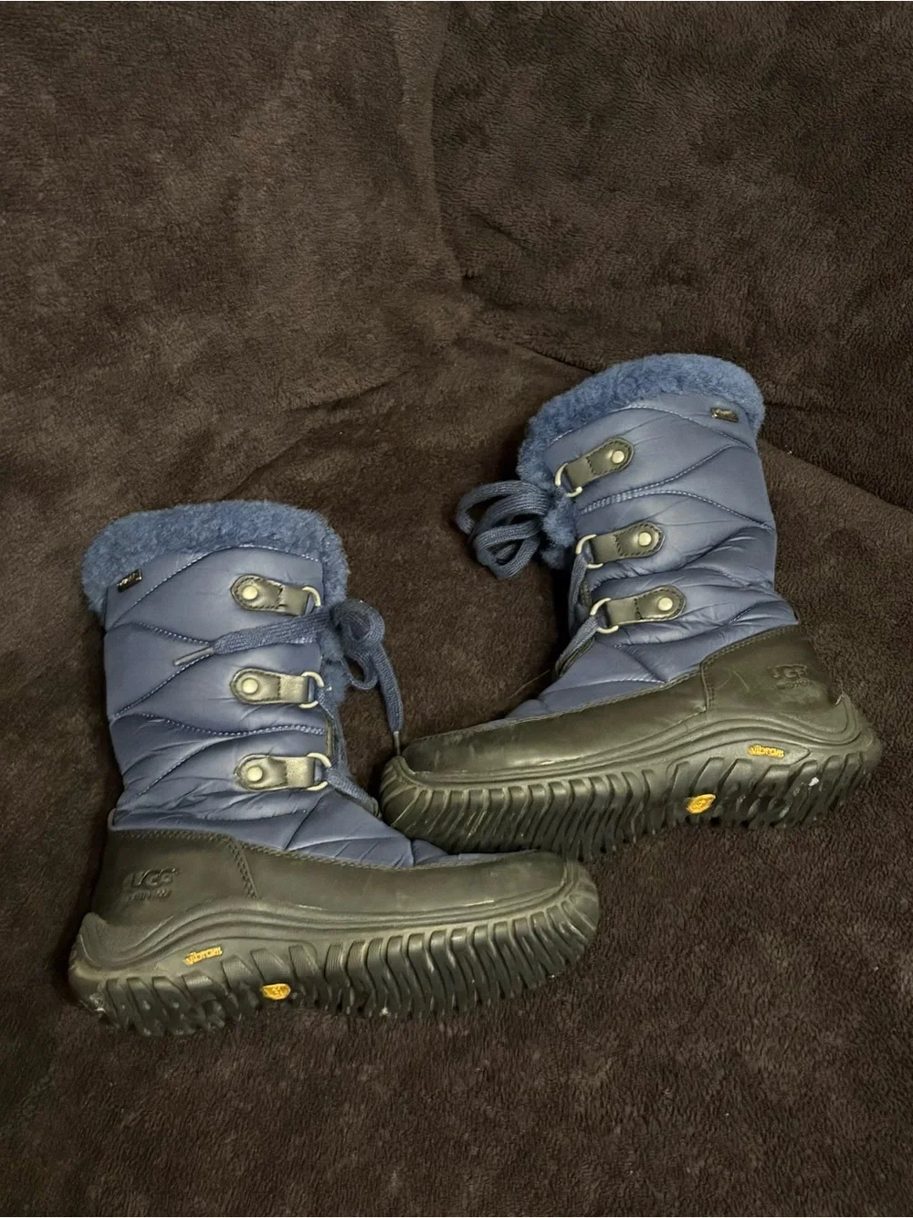 UGG Lorien Waterproof Insulated Sheepskin Navy Blue Snow Boots Women’s 6.5